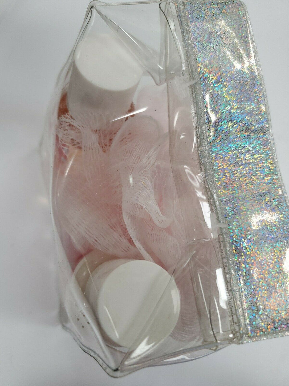 Simple Pleasures scented shower gel body lotion and bath pouf set