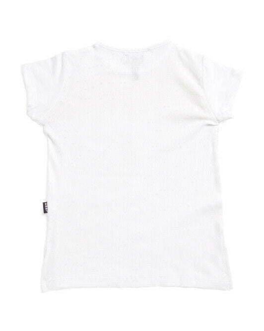 DKNY Little Girls High Low Logo Tee Size 6 bright white gold silver T-Shirt