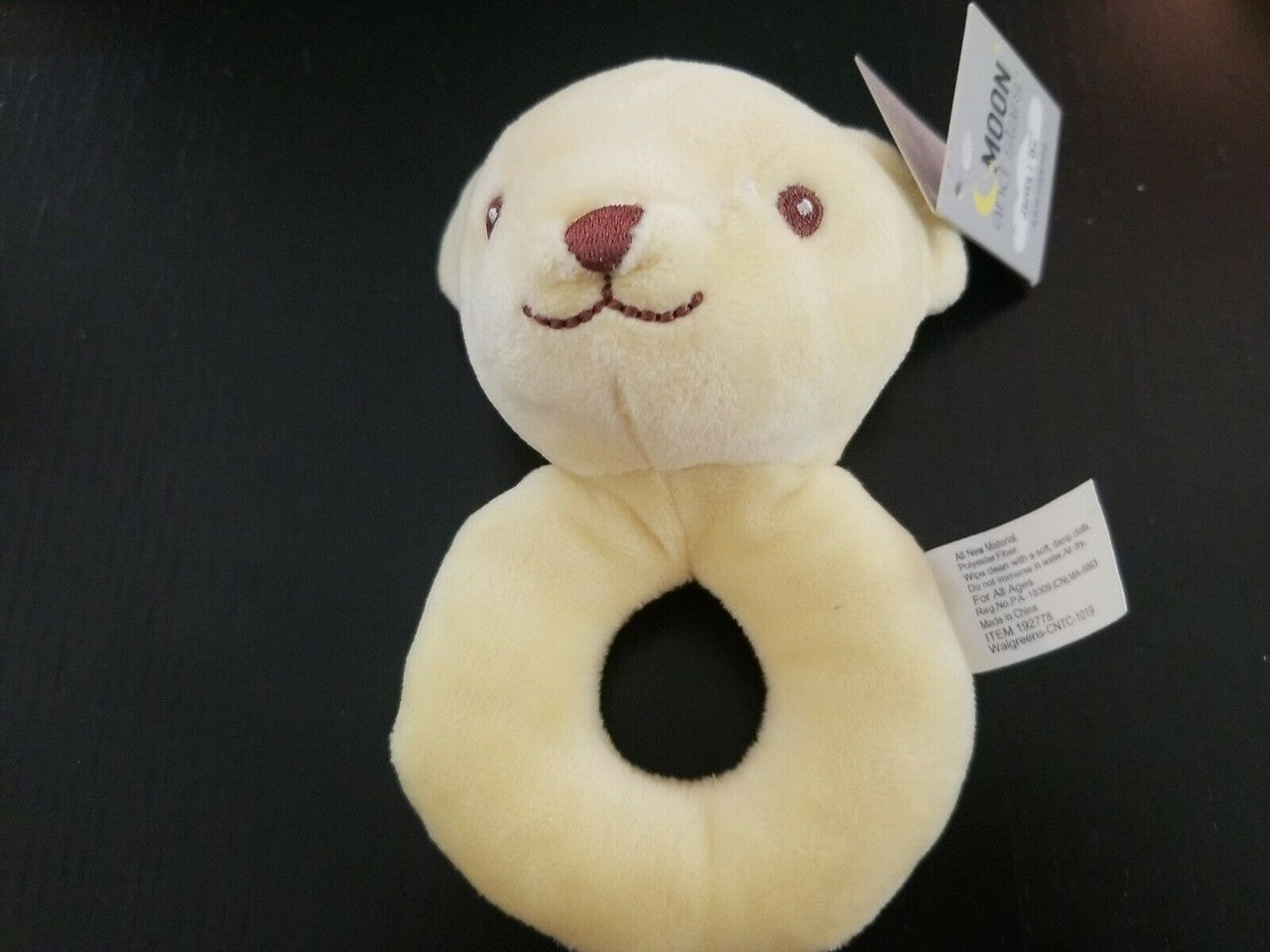 6" Moon and Stars Yellow Bear Plush Hand Rattle