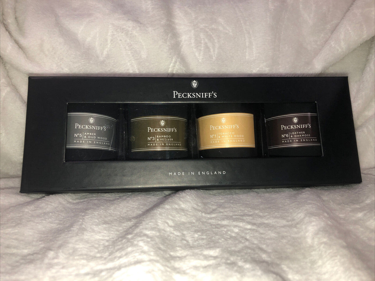 pecksniff's Candle 4 Piece Set Made In England 3.5 oz Each Candle