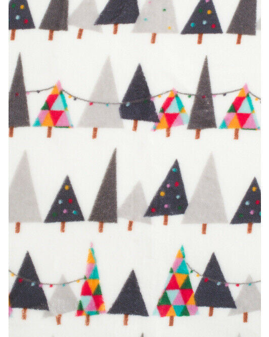 BERKSHIRE BLANKET Happy Holidays Tree Sherpa Back Throw 50" x 60"