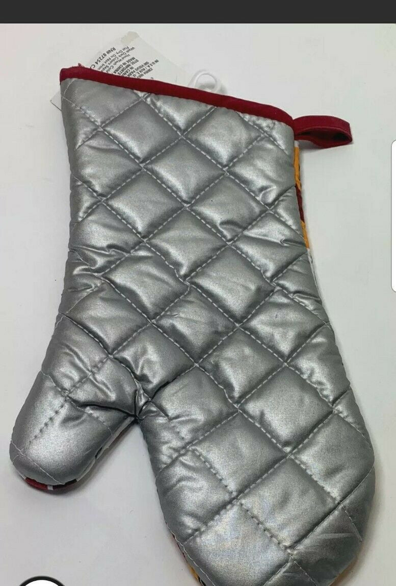 Home Collection-Barbeque Oven Mitt Orange Red Silver White