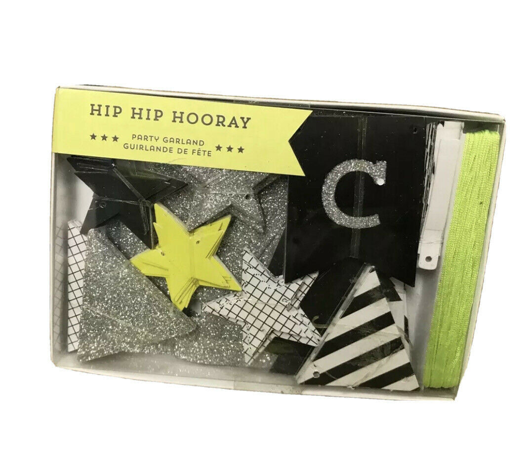 Meri HIP HIP HOORAY party garland congratulation pennants pinwheels 24ft