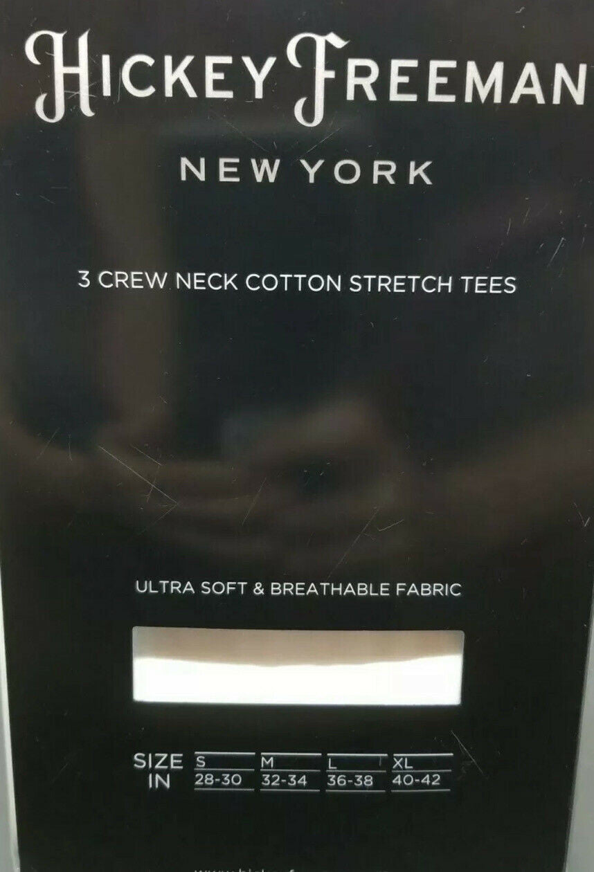 Hickey Freeman 3 Crew Neck Cotton Stretch T-Shirts Small White