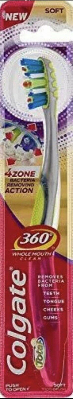 Colgate Total 360 4 Zone Whole Mouth Clean Manual Toothbrush, Soft