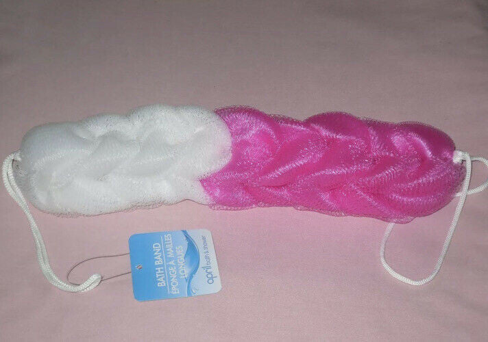 Bath Back Band Shower Scrubber Pouf Mesh April Pink Liquid Soap Rope