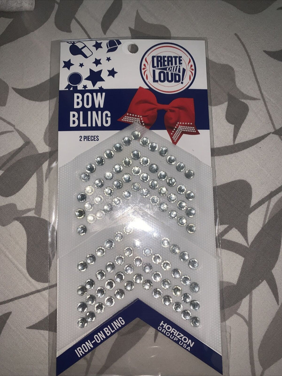 Bow Bling Iron on Bling Clear/white