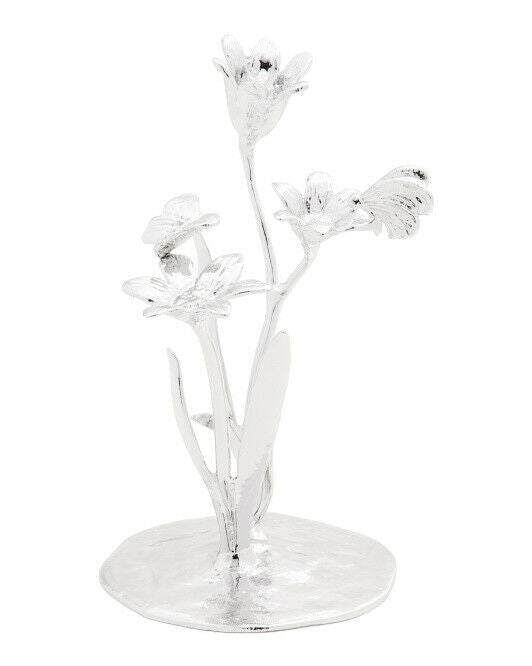 THAILAND Floral Butterfly Jewelry Holder silver metallic