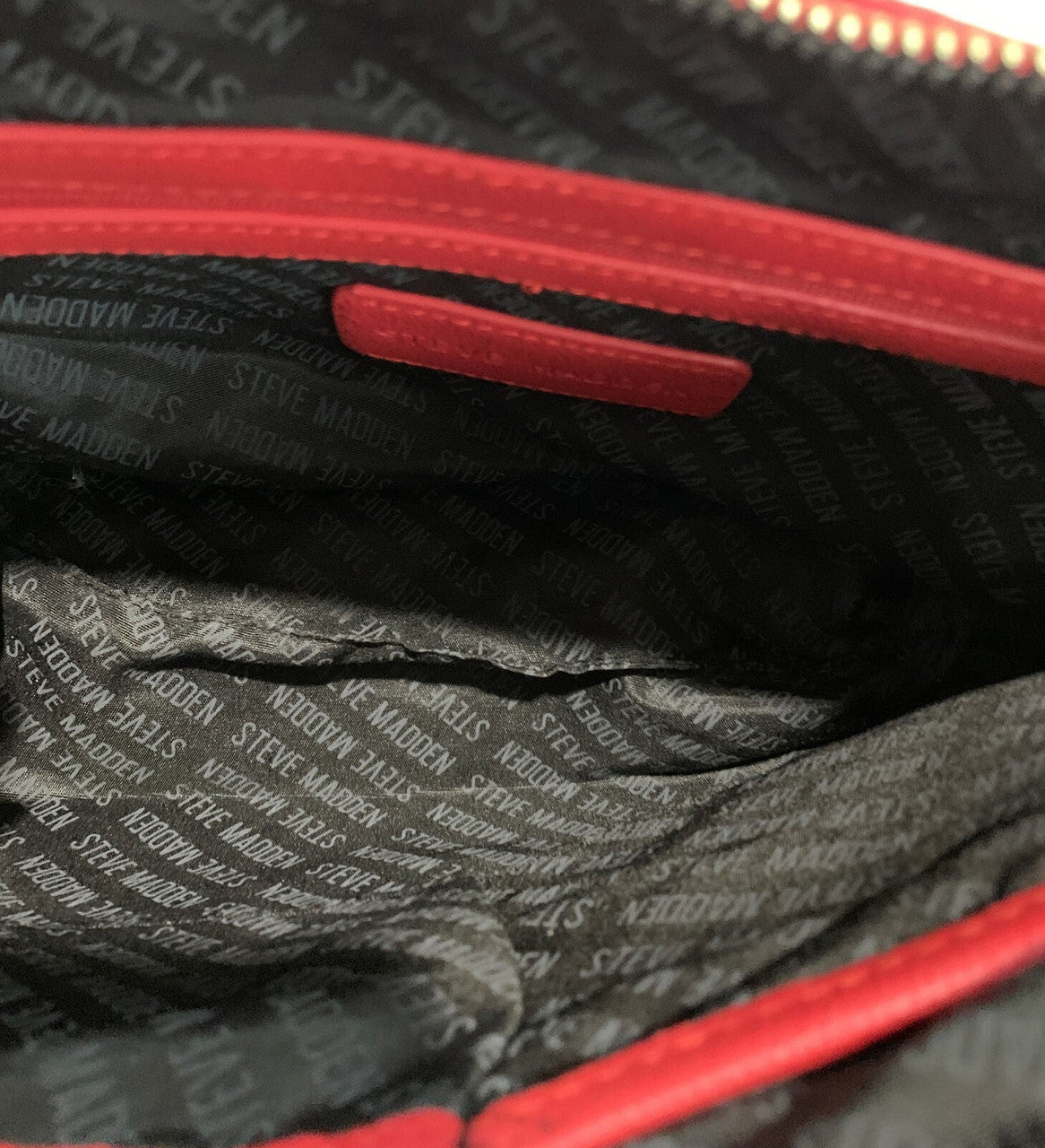 Steve Madden red wristlet cosmetic clutch