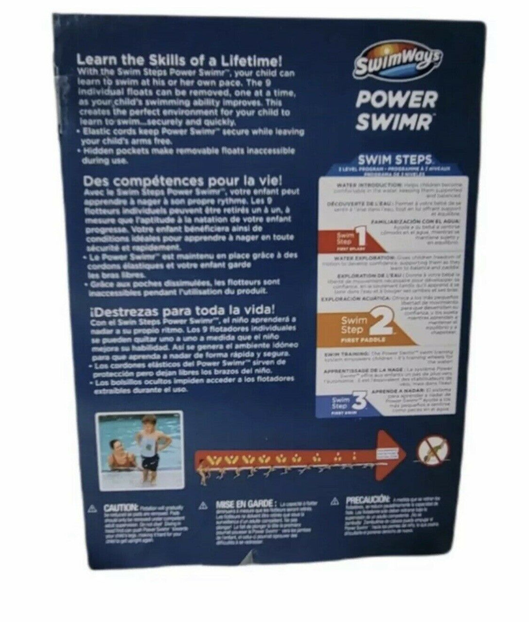 Swimways Power Swimr Swim Training Aid Life Float Vest Medium 3-6 Years 35-55 Lb