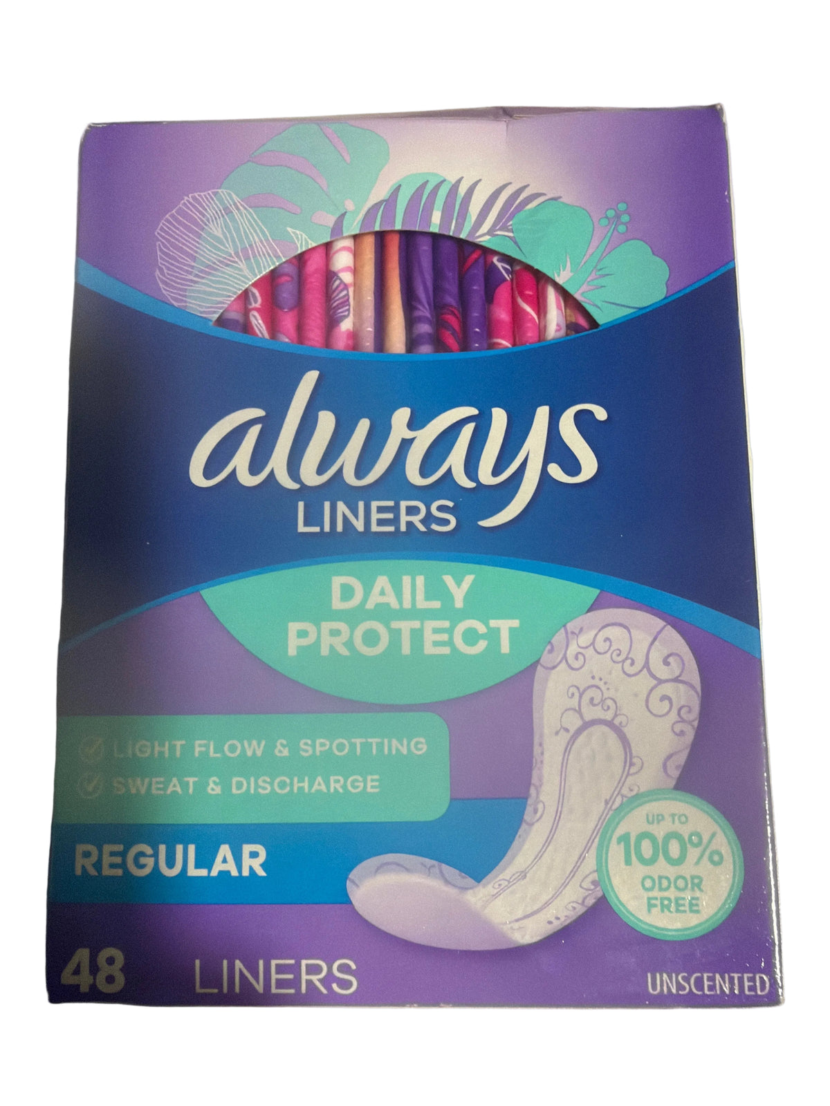 Always Daily Protect Unscented Panty Liners, Regular, 240 Count (5 × 48)