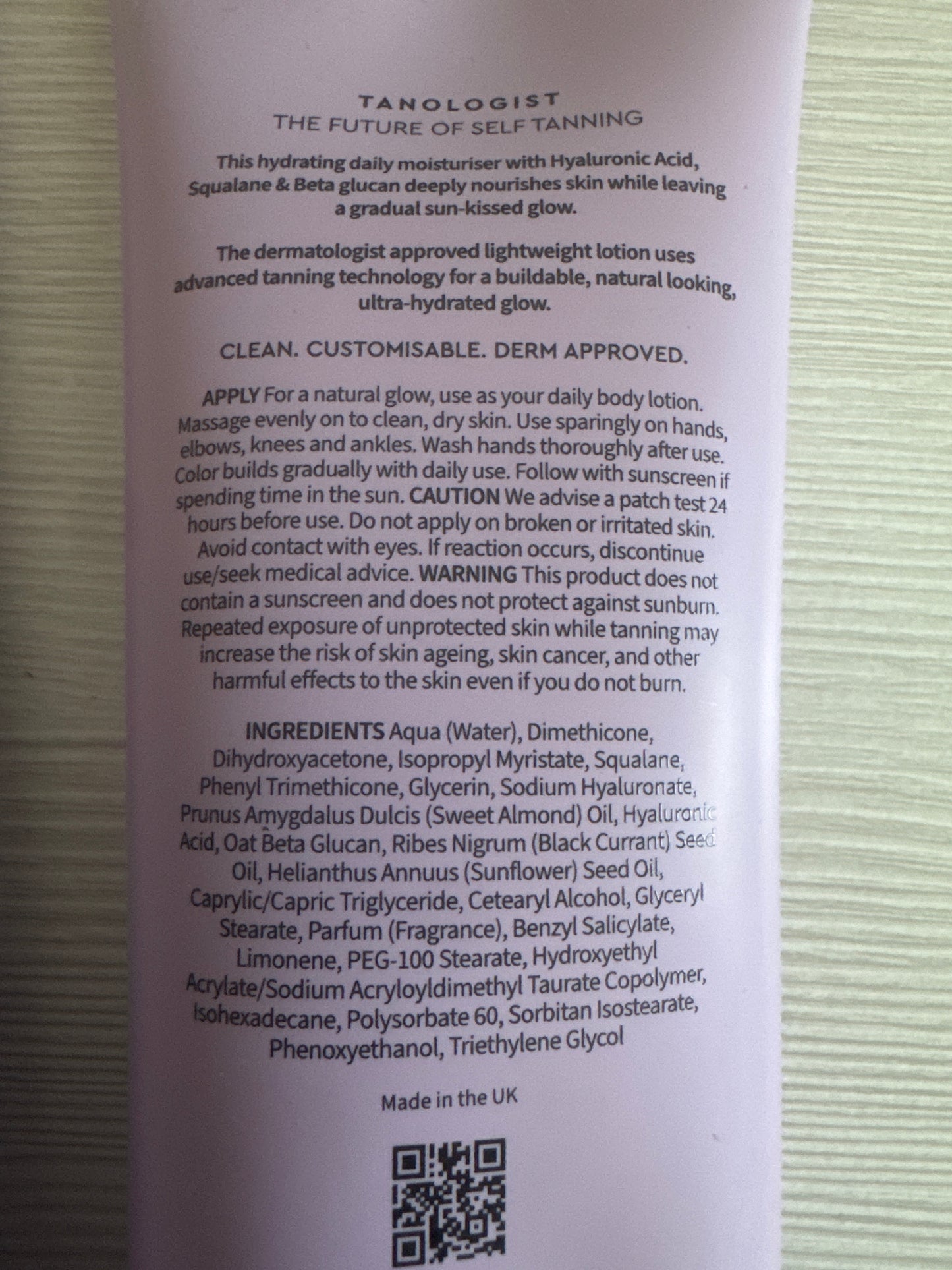 Tube of hydrating gradual tan lotion for daily glow