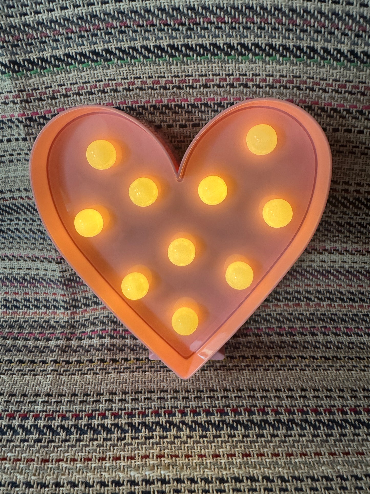 Set of 2 Pink Heart Marquee Lights Battery Operated LED Table Decor 6 Inch