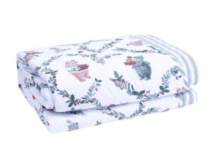 Valerie & Amelia Santa Party quilt folded