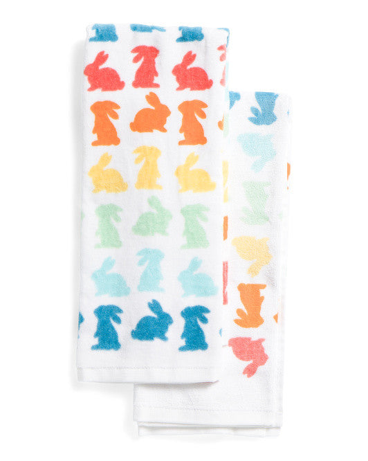 ISAAC MIZRAHI Set Of 2 18x28 Ombre Silhouette Bunnies Kitchen Towels