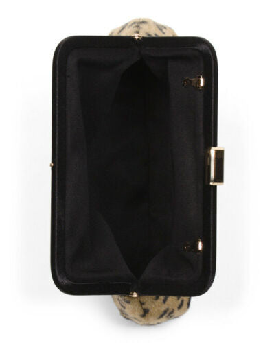 Framed Cheetah Print Handbag With Shoulder Chain Strap wristlet JOSEPH D'AREZZO