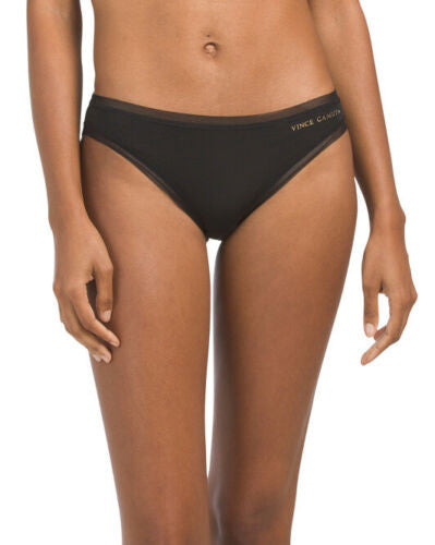 3pk Micro Mesh Trim Gold Logo Bikinis Camellia Vince Camuto