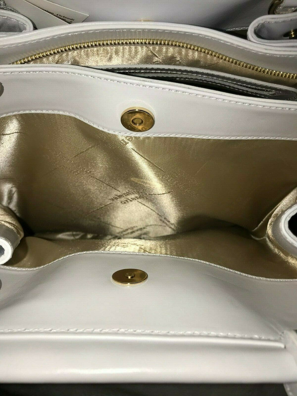 Swarovski Crystals White Leather Handbag Satchel Shoulder Valentino Orlandi