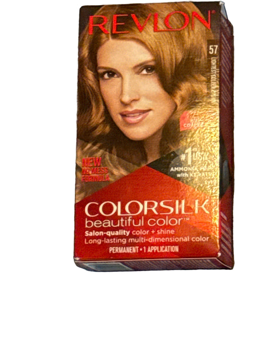 Revlon ColorSilk Beautiful Color 57 Lightest Golden Brown permanent hair color packaging