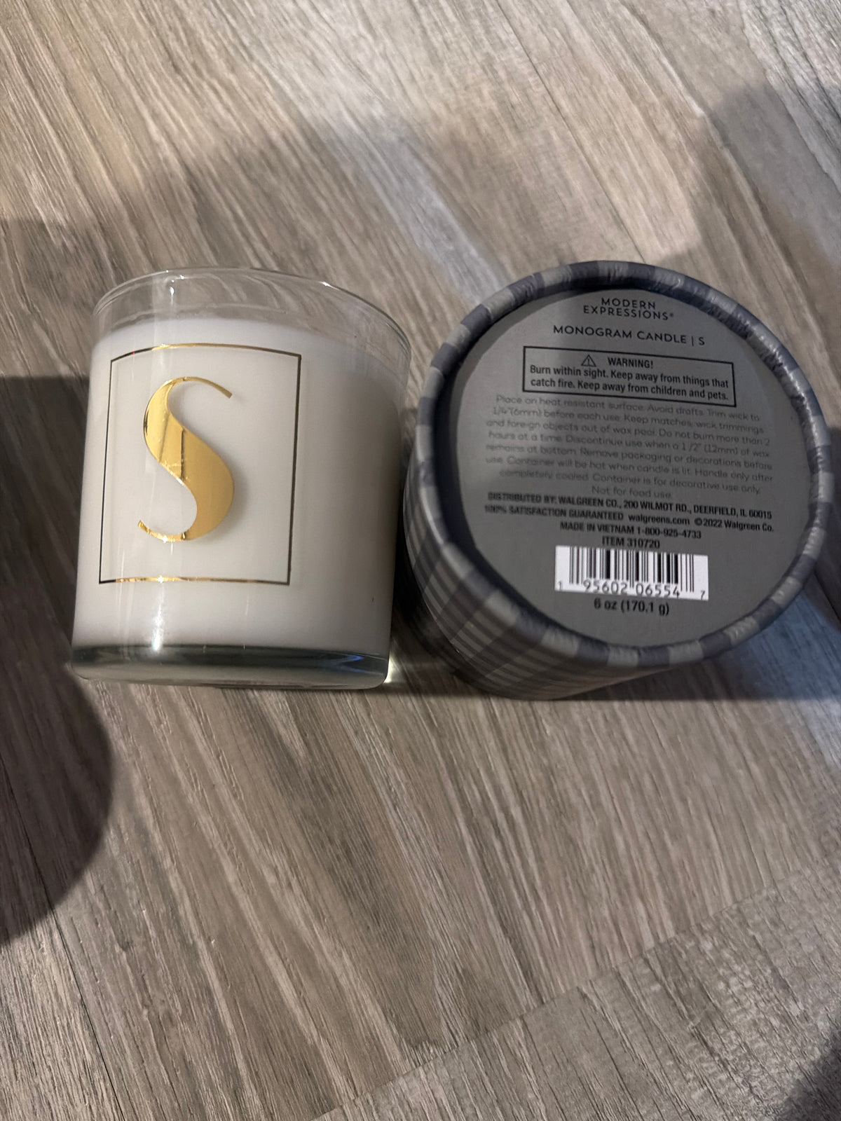 Modern Expressions Letter S Monogram Soy Blend Candle, 6 oz