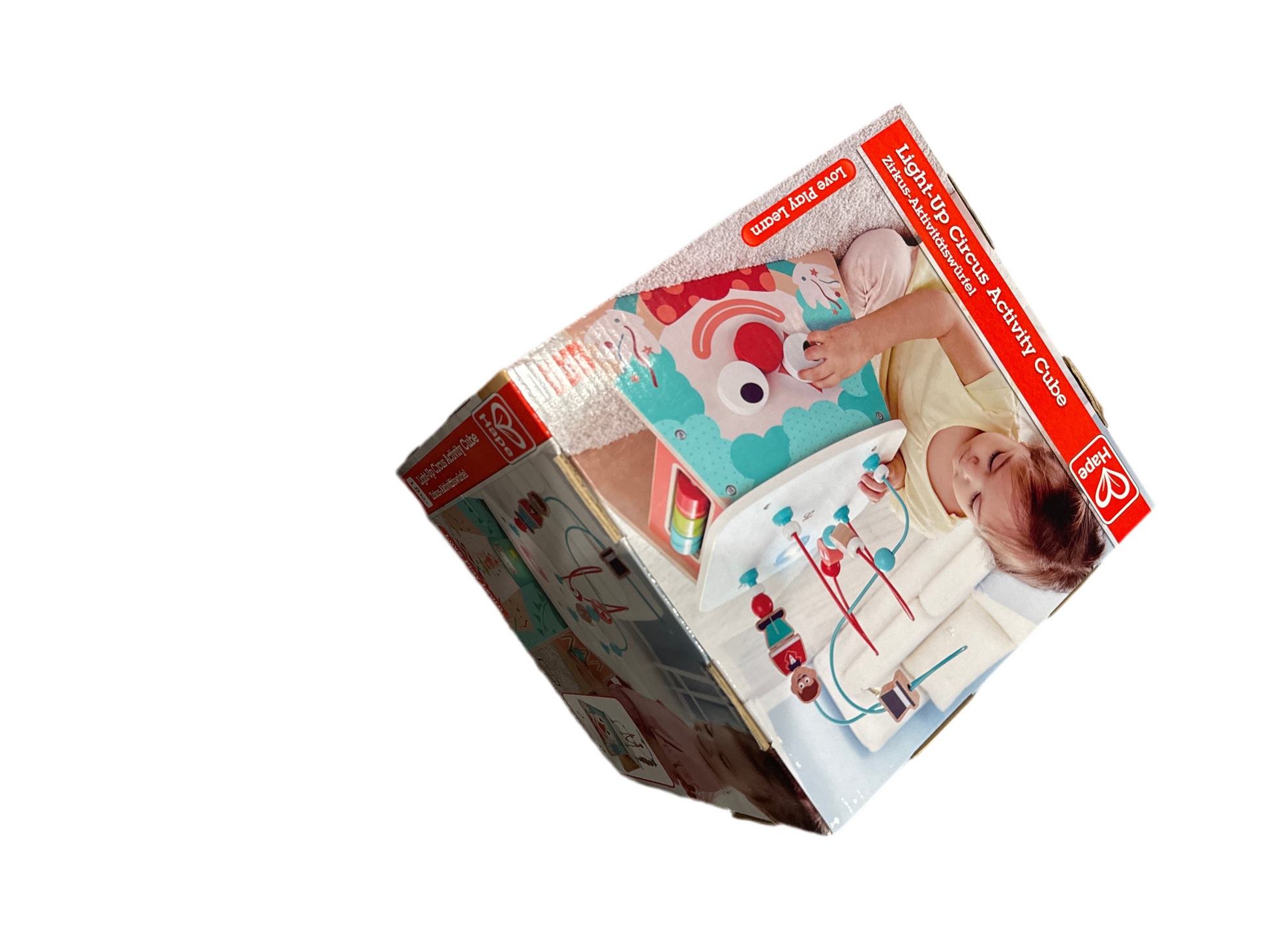 Light Up Circus Activity Cube with colorful circus characters, light and sound effects, designed for toddlers 18 months and up
