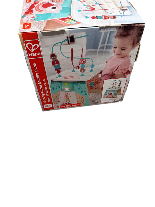 Light Up Circus Activity Cube with colorful circus characters, light and sound effects, designed for toddlers 18 months and up