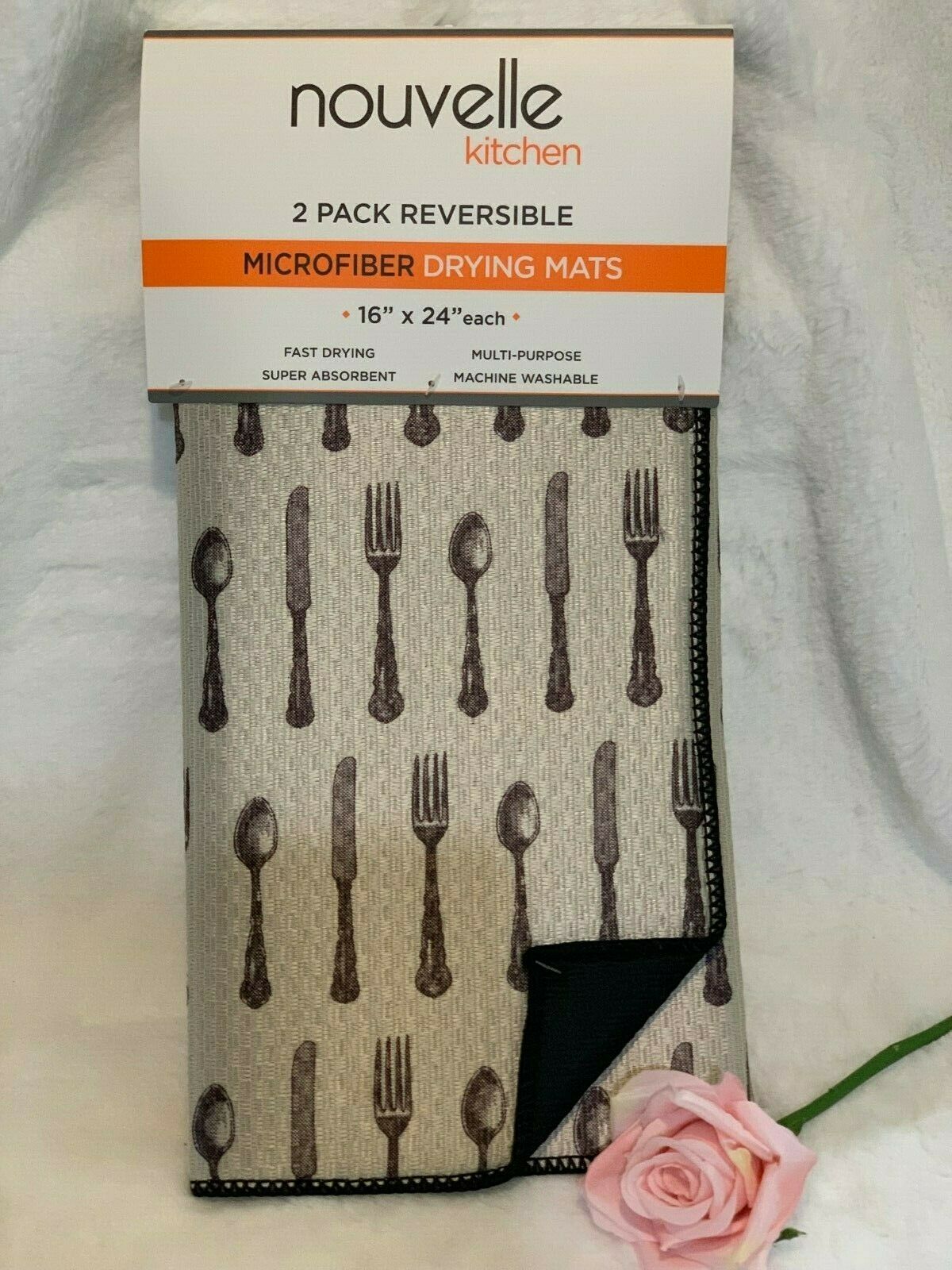 Nouvelle Kitchen Utensils Dish Drying Mat 2 pcs Reversible Microfiber VARIATIONS