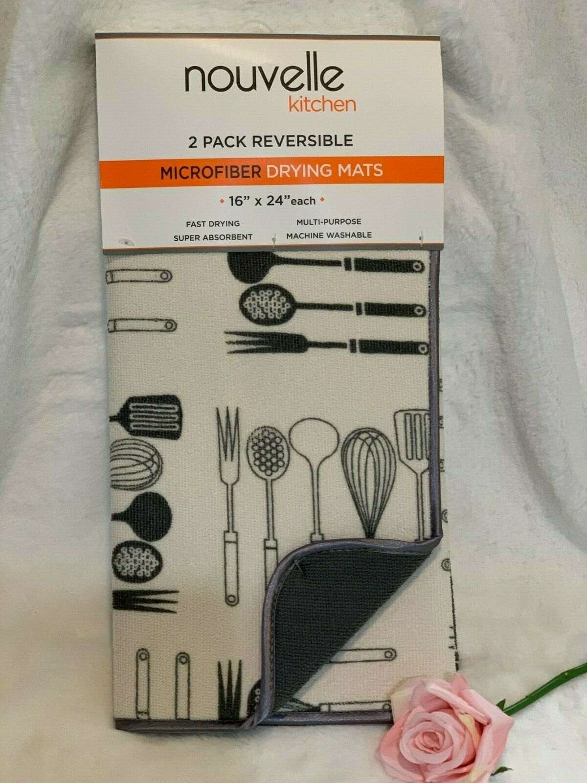 Nouvelle Kitchen Utensils Dish Drying Mat 2 pcs Reversible Microfiber VARIATIONS