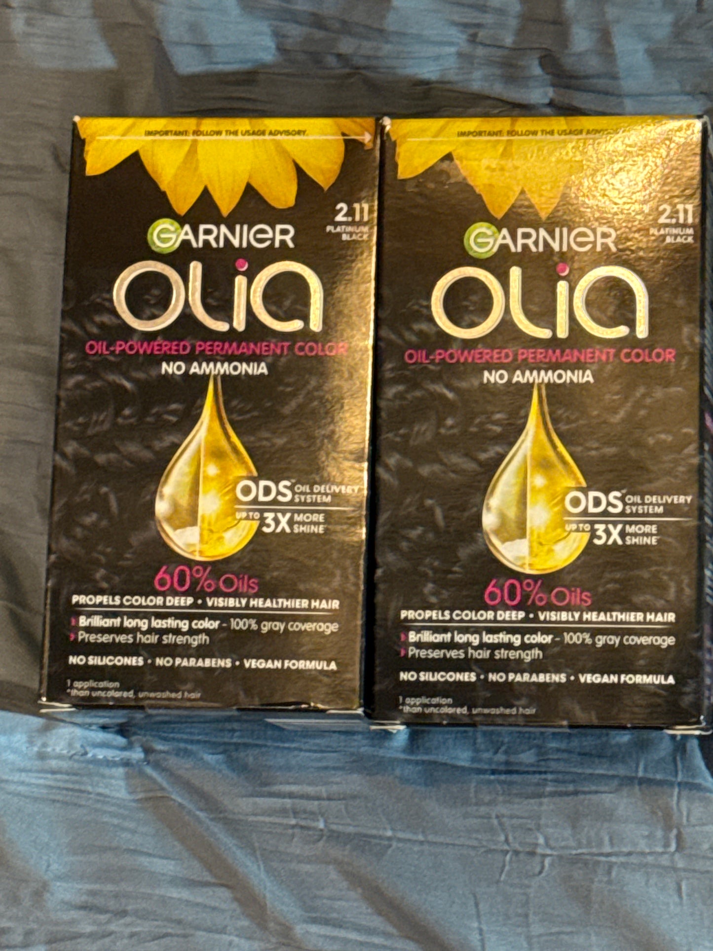 Garnier Olia Oil-Powered Permanent Color - 2.11 Platinum Black (2 Pack) Sealed