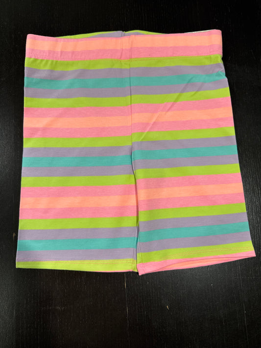 Girls’ Striped Cotton Blend Shorts – Size 7/8 – Stretch Waistband