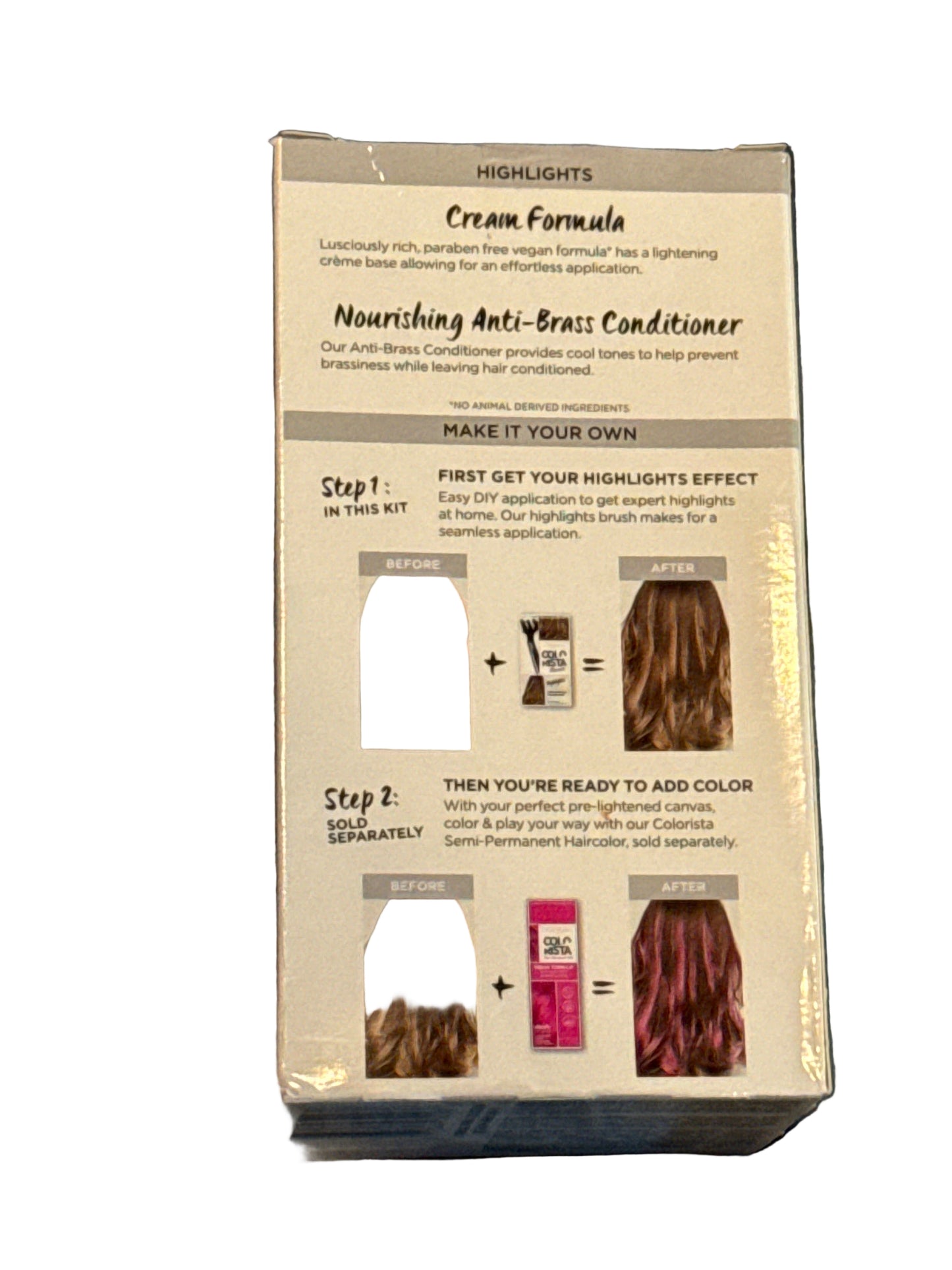 L’Oréal Colorista Hair Bleach and Hair Lightener Kit packaging and contents shown from multiple angles