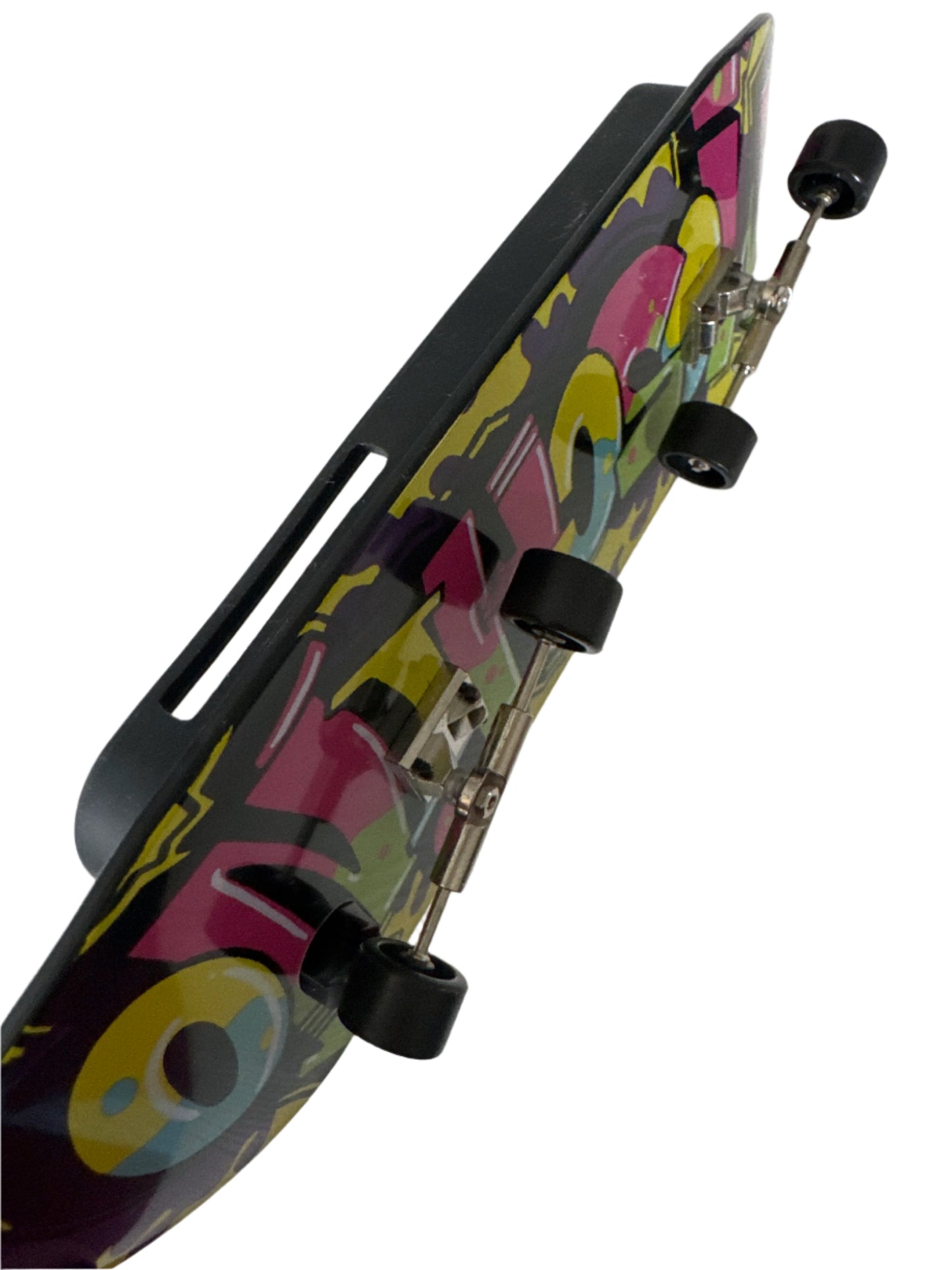 Colorful MOSCHINO printed iPhone 6 case displayed vertically, shaped like a skateboard, boxed