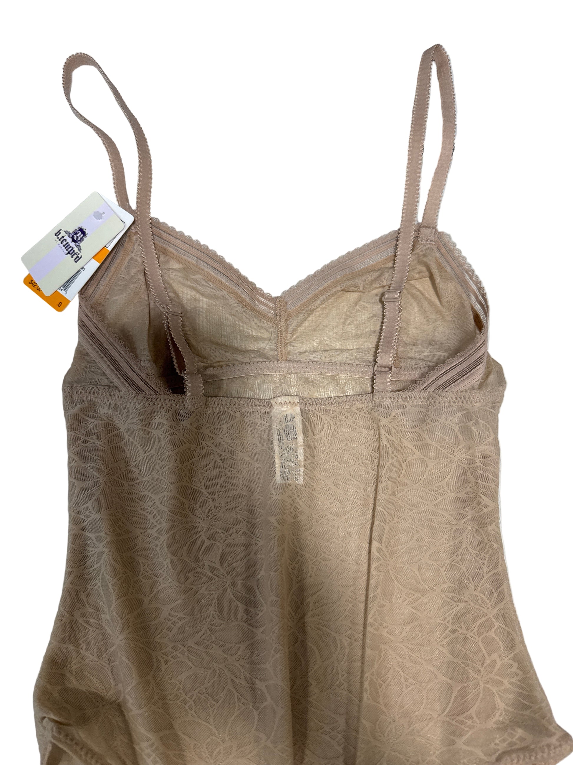 Beige B. Tempt’d by Wacoal bodysuit with adjustable straps and shaping design.