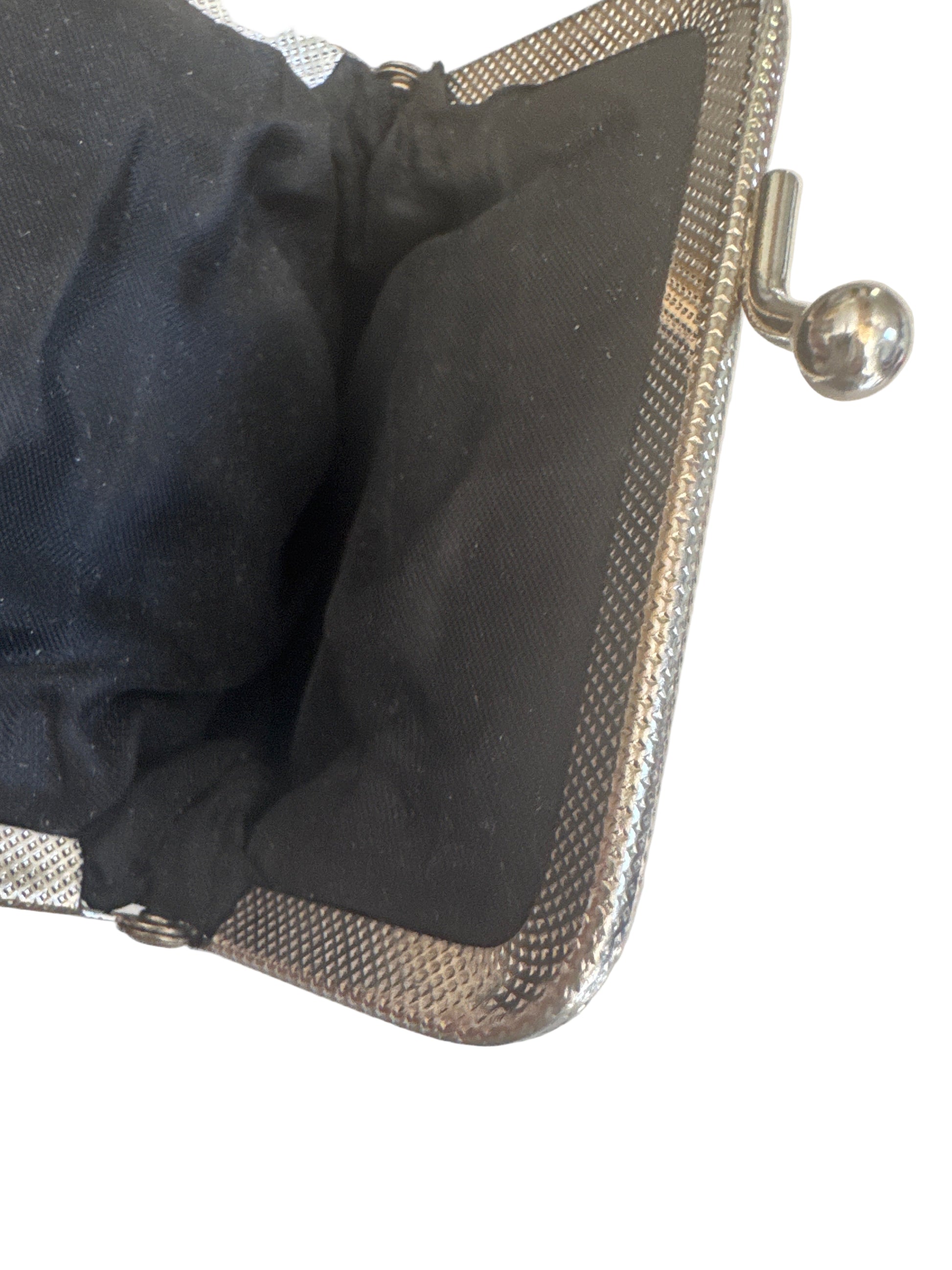 Black sequined cushioned eyewear glasses wallet pouch with kiss-lock closure