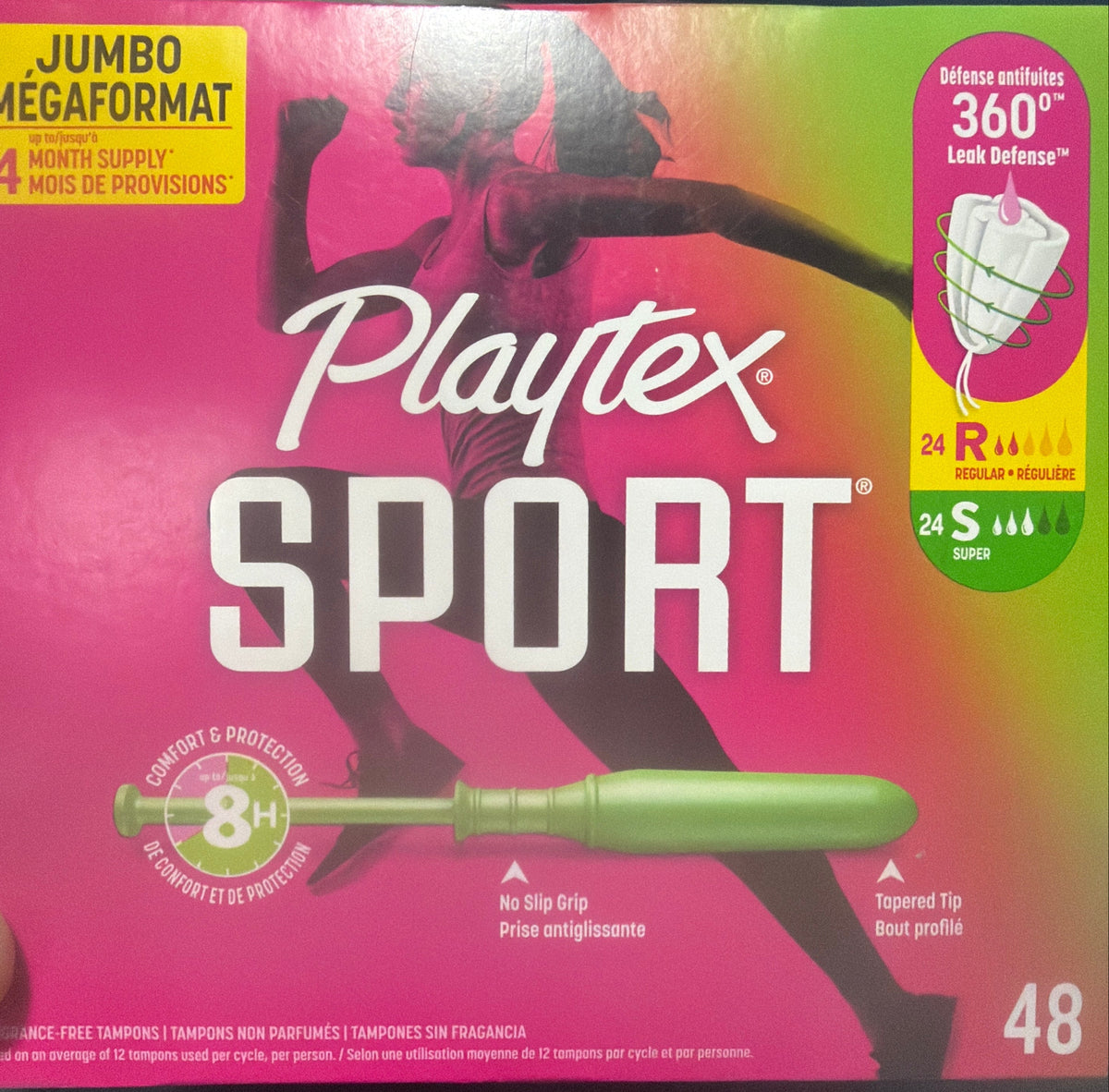 Playtex Sport Fragrance-Free Tampons, Regular & Super Multipack, 48 Count