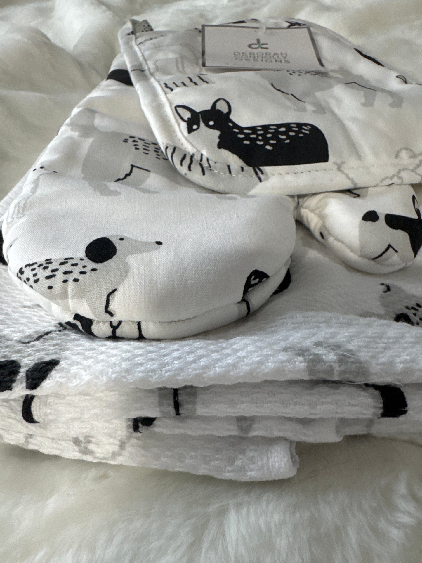 3pc Dog Design Kitchen Set – Towel, Oven Mitt & Pot Holder | 100% Cotton