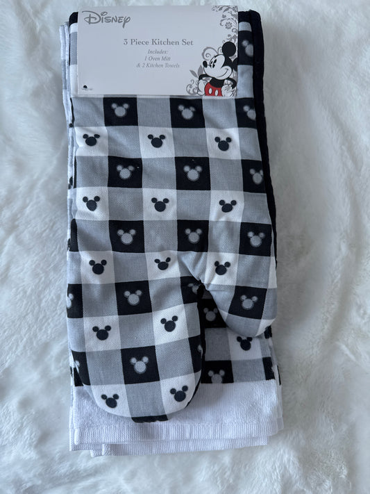 3-Piece Kitchen Set | Oven Mitt & 2 Kitchen Towels | 100% Cotton, Disney-Themed, Durable & Soft