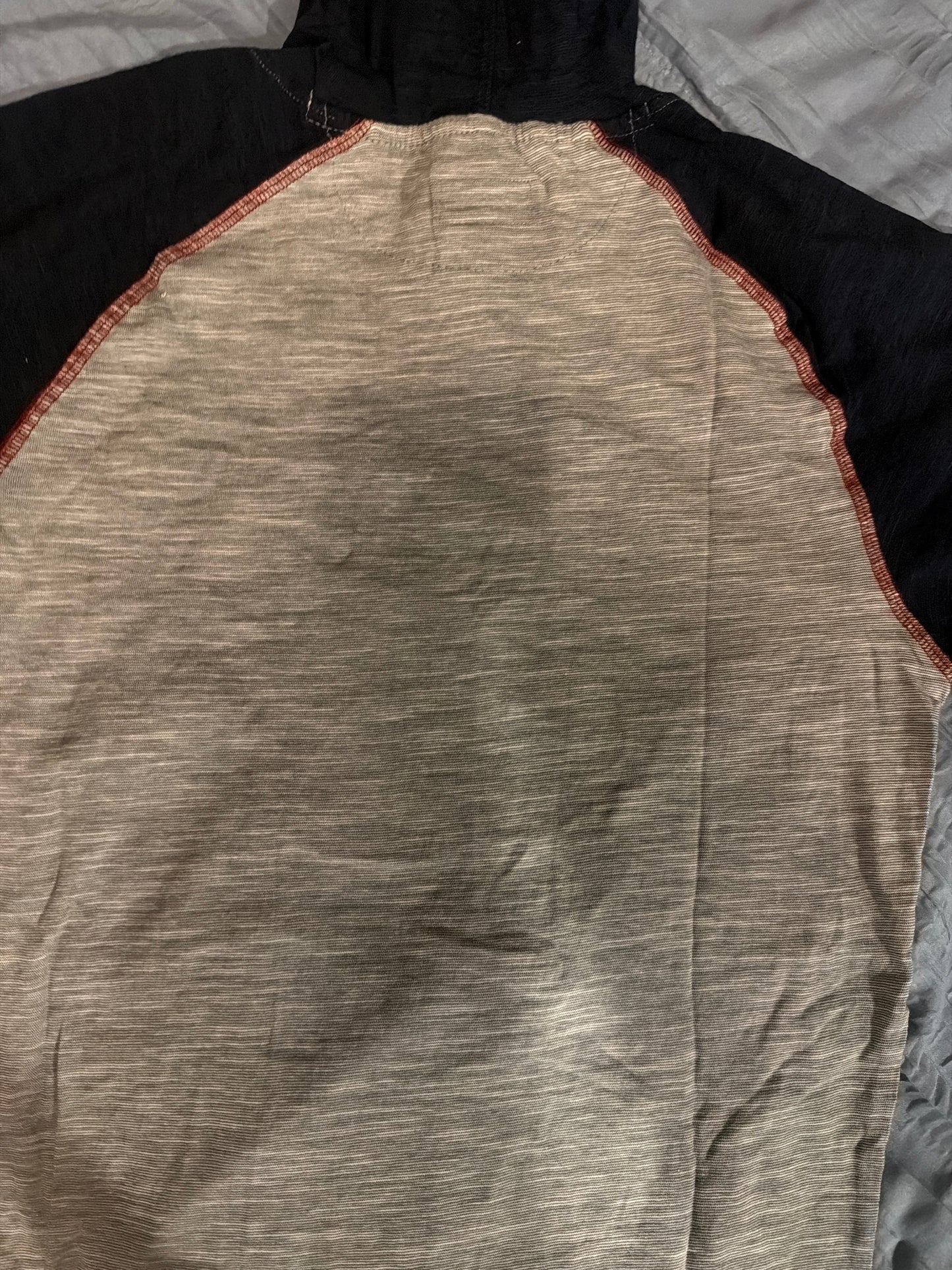 Original Penguin Boys 18Y Hooded Raglan Graphic Top Heather Gray Navy