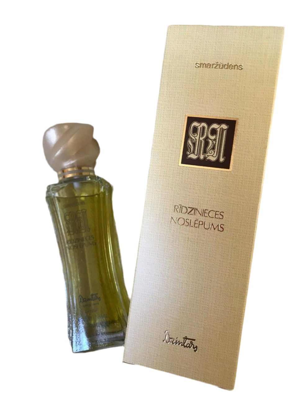 Dzintars Secret of Riga perfume bottle with cream cap and original packaging