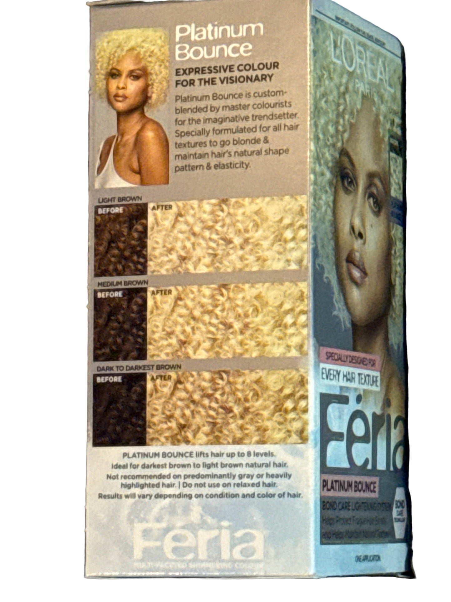 New Loreal Feria Bond Care Lightening System Every Hair Texture PLATINUM BOUNCE