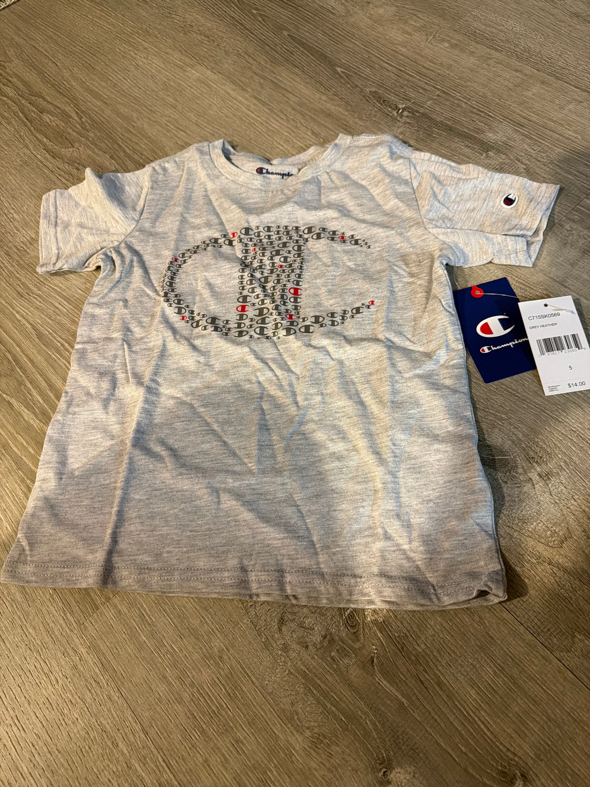 Champion Boys’ Grey Heather Logo Graphic T-Shirt – Size 5