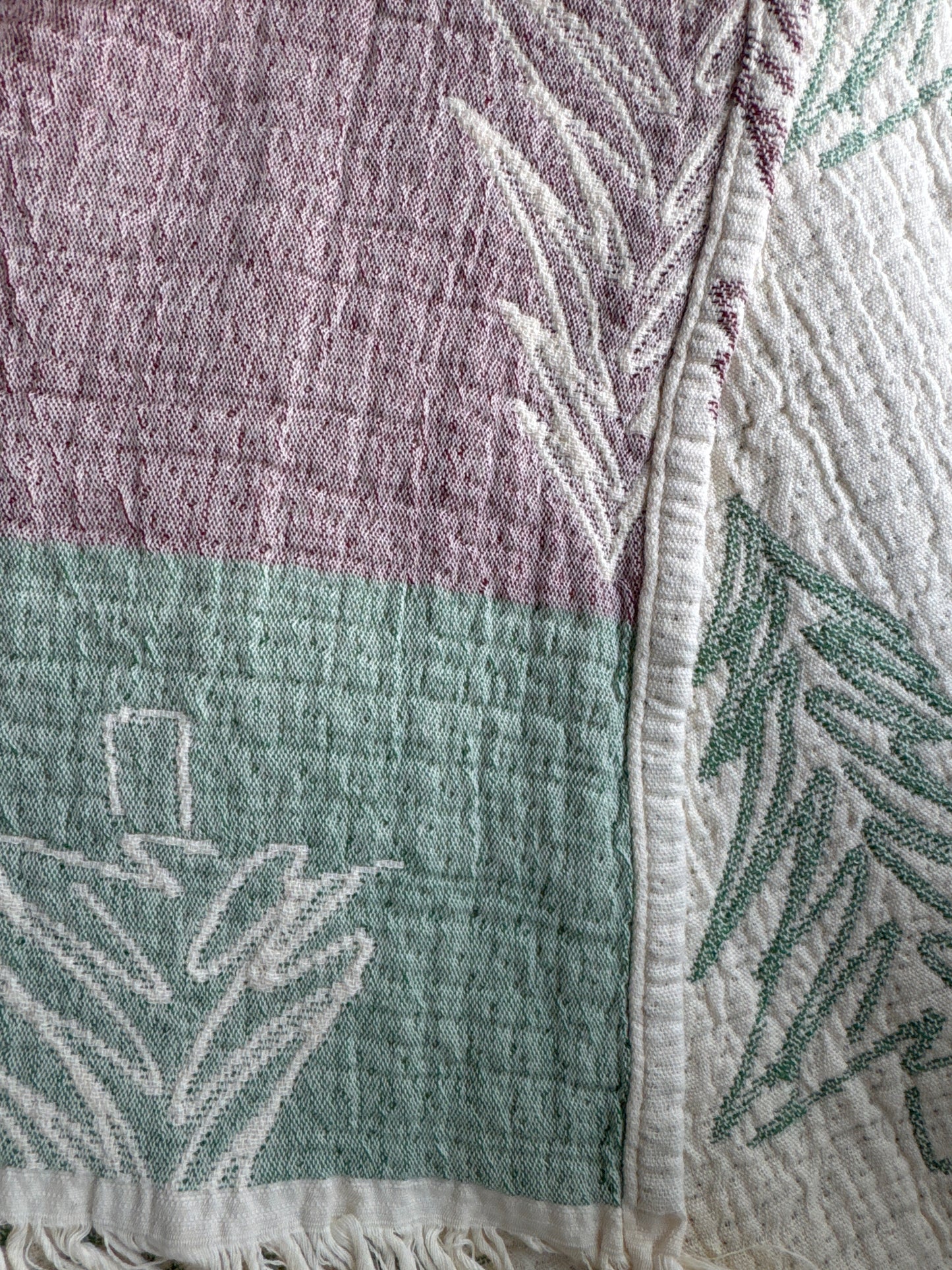 Throw Blanket Oversized Jacquard Weave Soft & Cozy with Fringe Trim | 50” x 70”