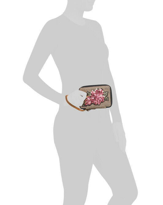MONA B Upcycled Wallet Rosabella Pink Floral Rose Sequin Wristlet M-5076