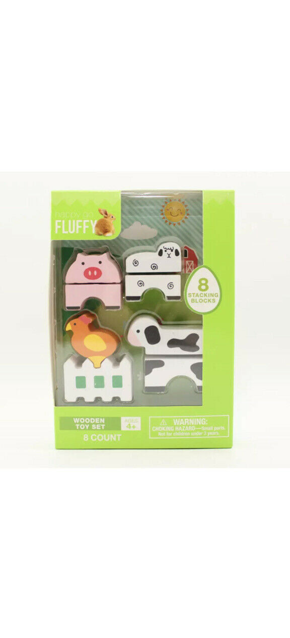 Happy Go Fluffy Wooden Toy Set 8 Blocks
