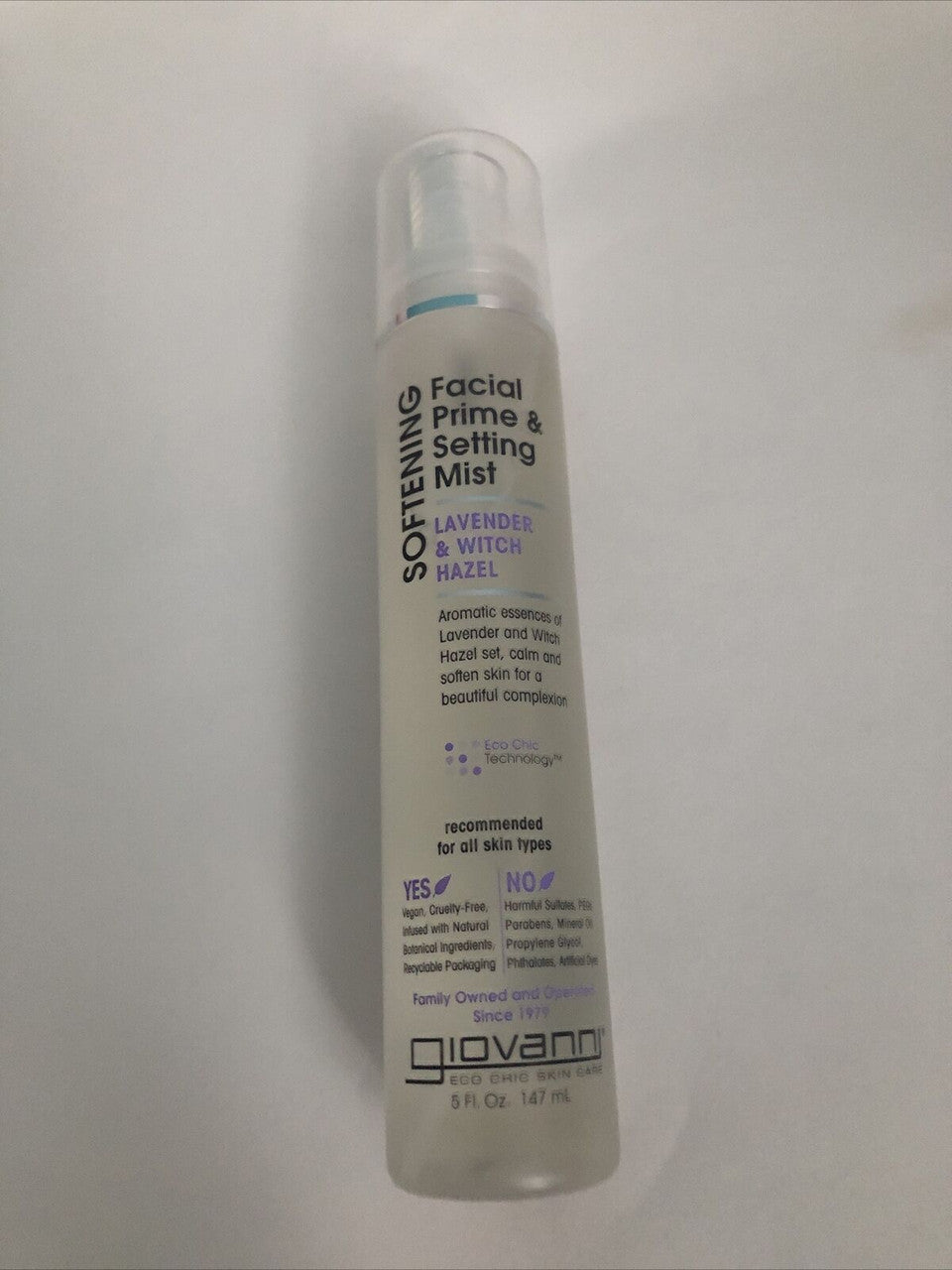 Giovanni Softening Facial Prime & Setting Mist Lavender & Witch Hazel 5 oz