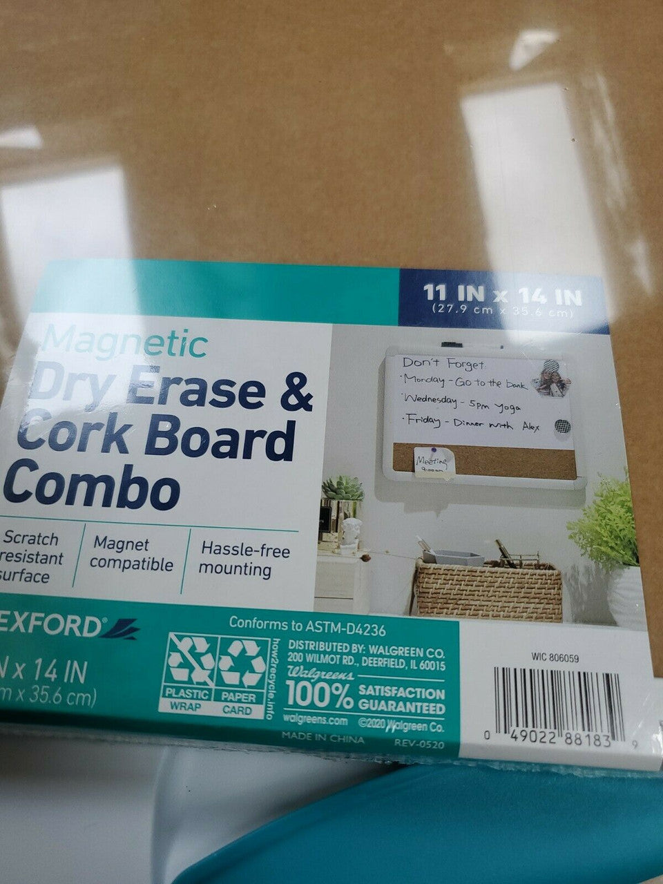 WEXFORD 11x14 Quality Magnetic Dry Erase & Cork  Board