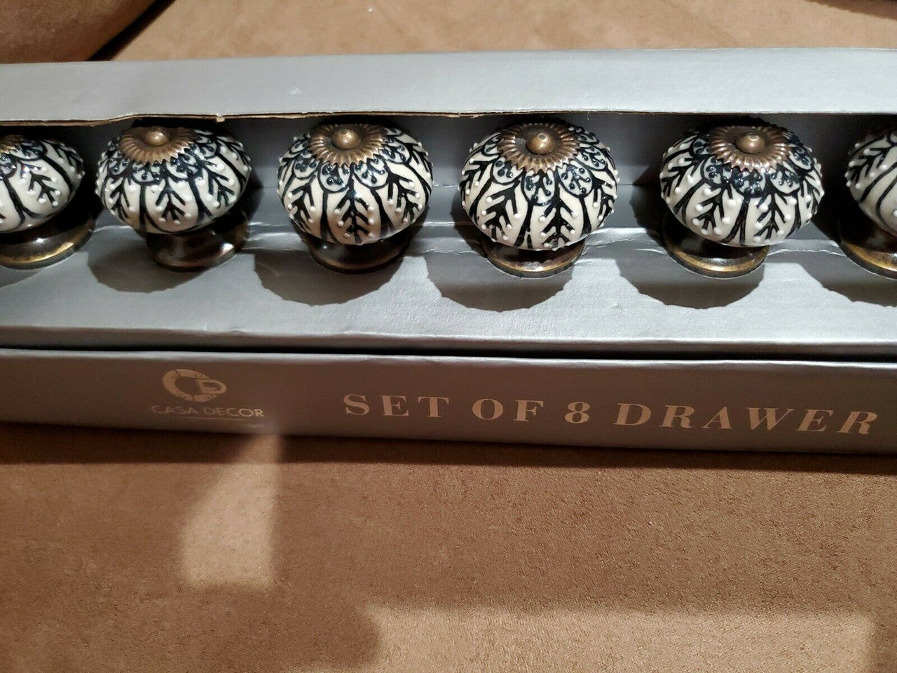 CASA DECOR CERAMIC Drawer Knobs Pulls Home 1 Decor Set of 8 Made in India