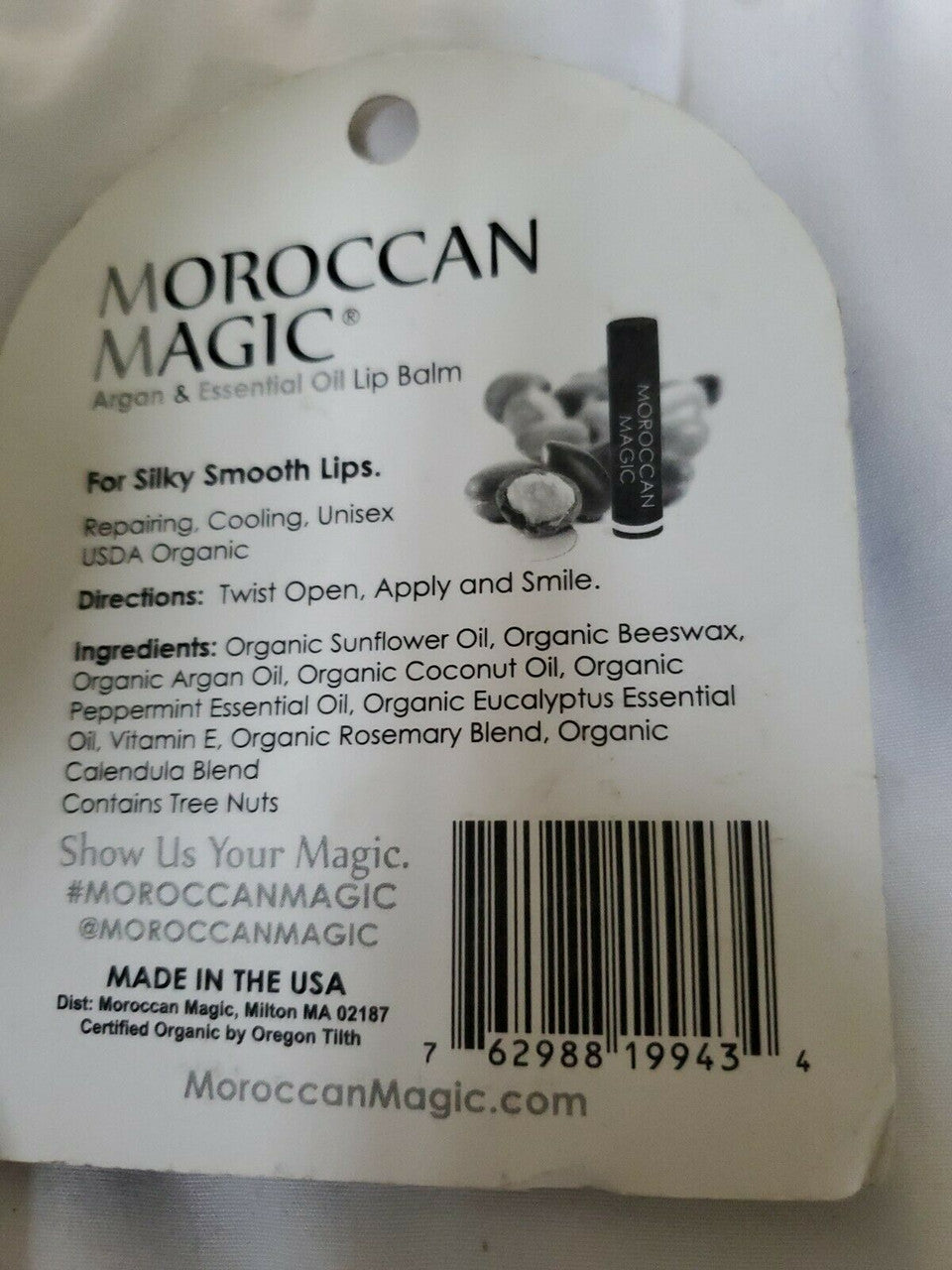 Moroccan Magic Argan & Essential Oil Lip Balm, Peppermint Eucalyptus, Organic