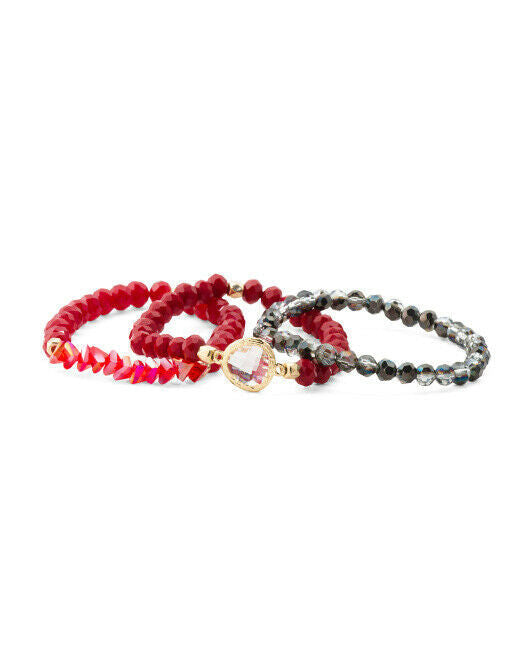 3 pcs set JOAN VASS Glass Beaded Bracelets