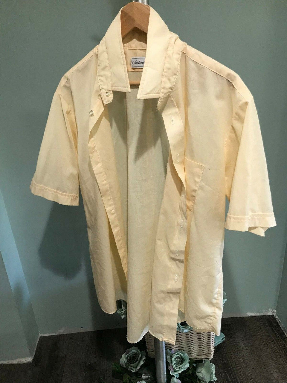 vintage 70s ANDERSON LITTLE light yellow short sleeve SHIRT 17 11 49 Large?